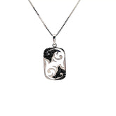 14k White Gold .25ct Black Round Diamond Dog Tag with Box Chain 5 Gram